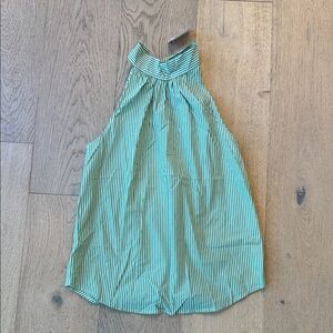 J.Crew Green & White Striped Tie-Back Top – Size 0 – NWT